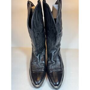 Size 13 Laredo 12631 Black Leather Cowboy Boots Metal Trim Flawed Leather
